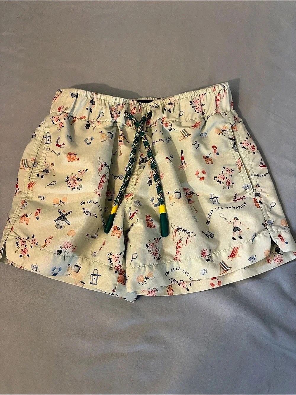 LISON Printed Swim Trunks Cream & Multicolor Like New